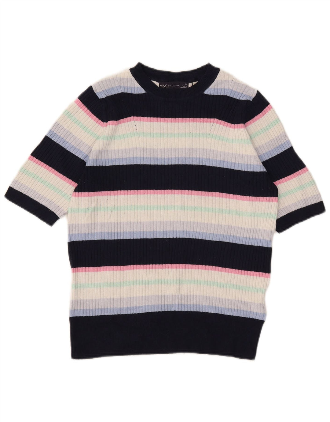 Marks & Spencer Dame Boat Neck Jumper Sweater UK 14 Medium Navy Blue