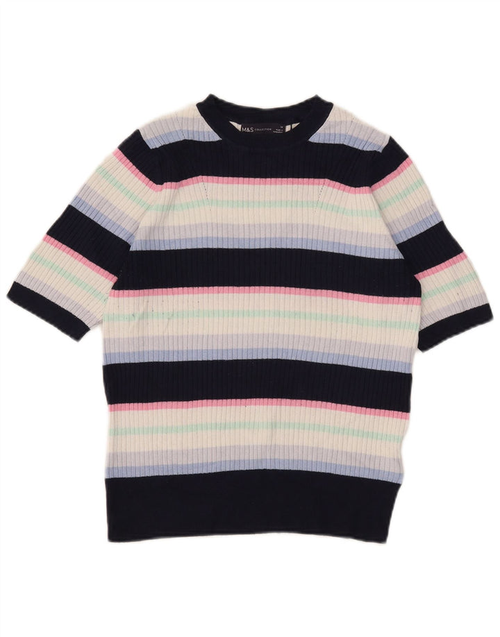 Marks & Spencer Dame Boat Neck Jumper Sweater UK 14 Medium Navy Blue