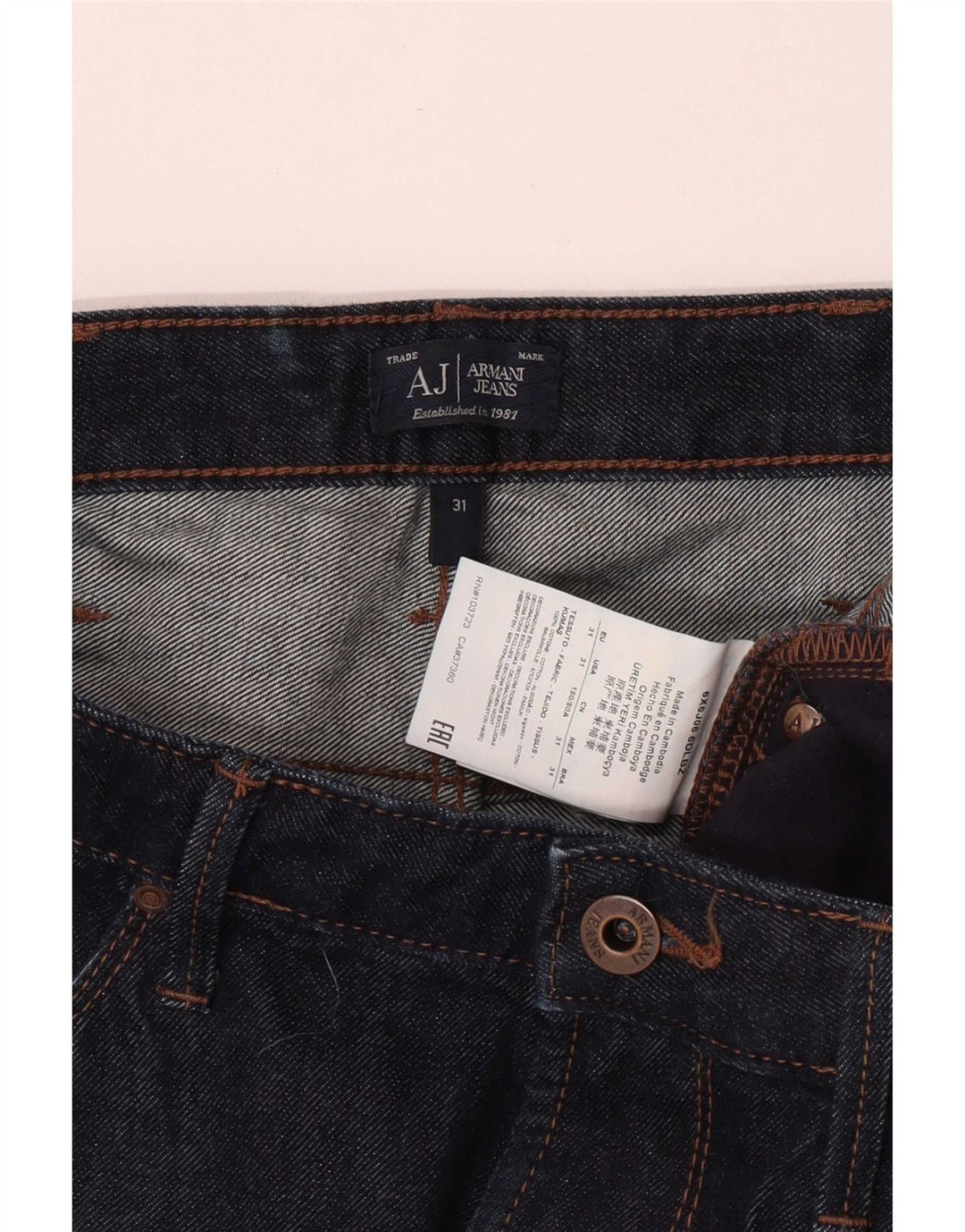Armani Herre Slim Jeans W31 L33 Marineblå Bomuld