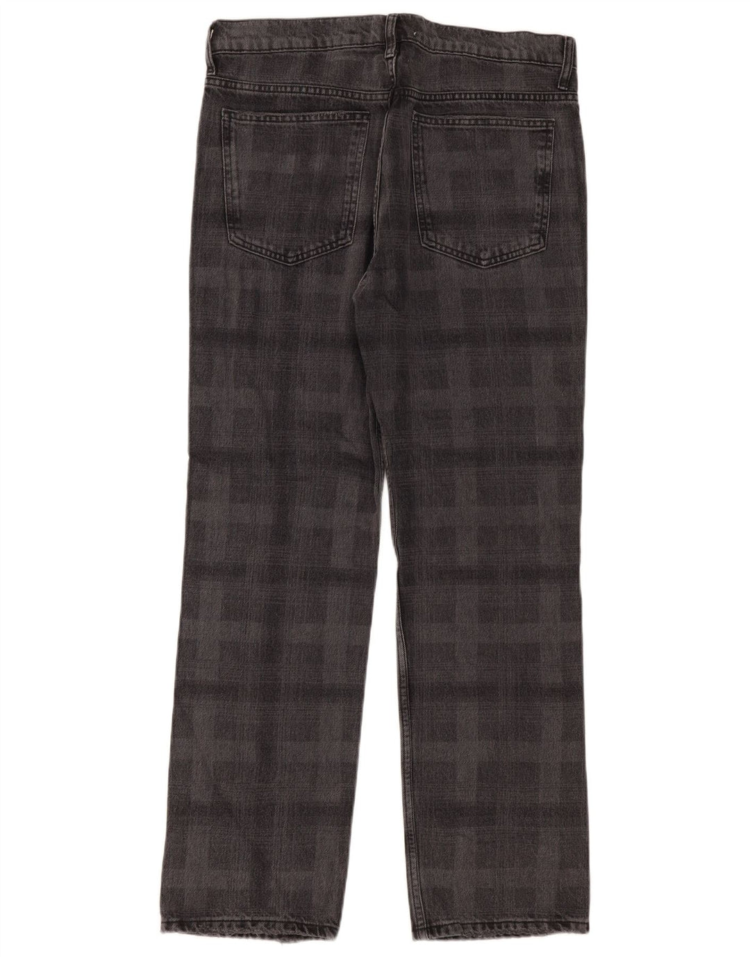 Zara Straight Jeans til kvinder EU 42 Large W32 L31 Grå ternet bomuld