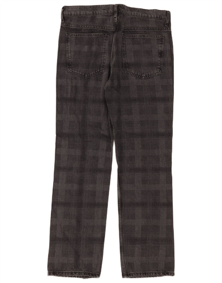 Zara Straight Jeans til kvinder EU 42 Large W32 L31 Grå ternet bomuld