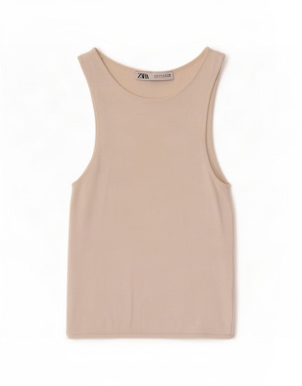 Zara Womens Crop Vest Top UK 8 Small White