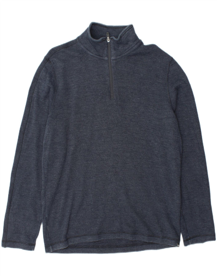 EDDIE BAUER Mens Zip Neck Sweatshirt Jumper Medium Navy Blue Vintage Eddie Bauer and Second-Hand Eddie Bauer from Messina Hembry 