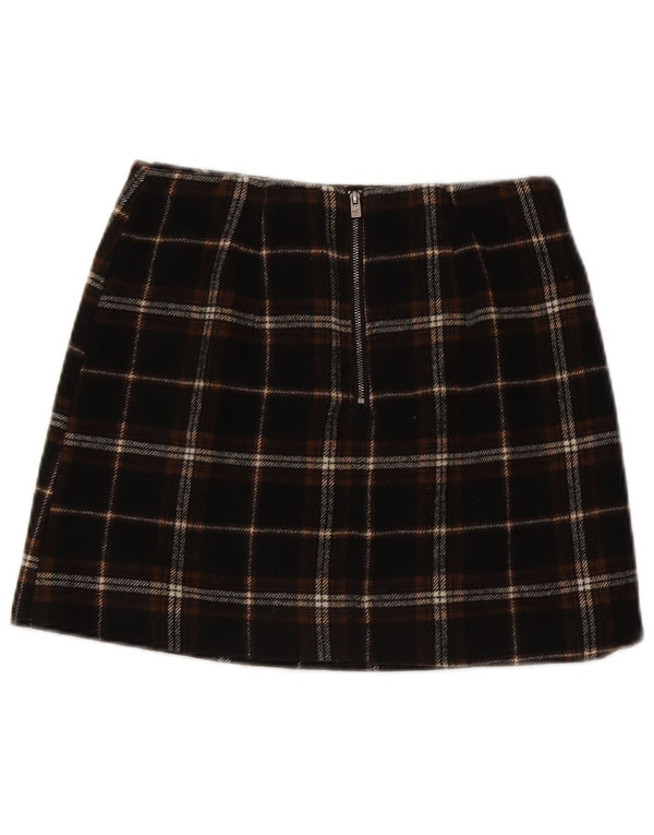 Hollister, højtaljet mininederdel til kvinder, lille W27 sort plaid polyester