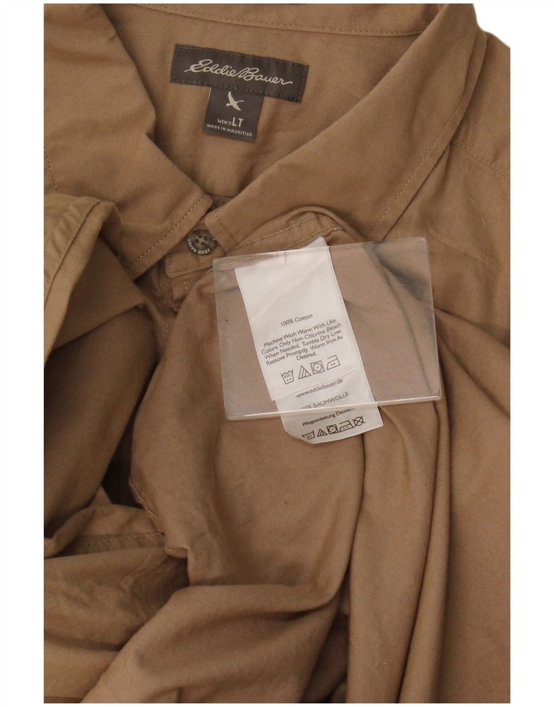 Eddie Bauer Herre høj skjorte stor beige bomuld