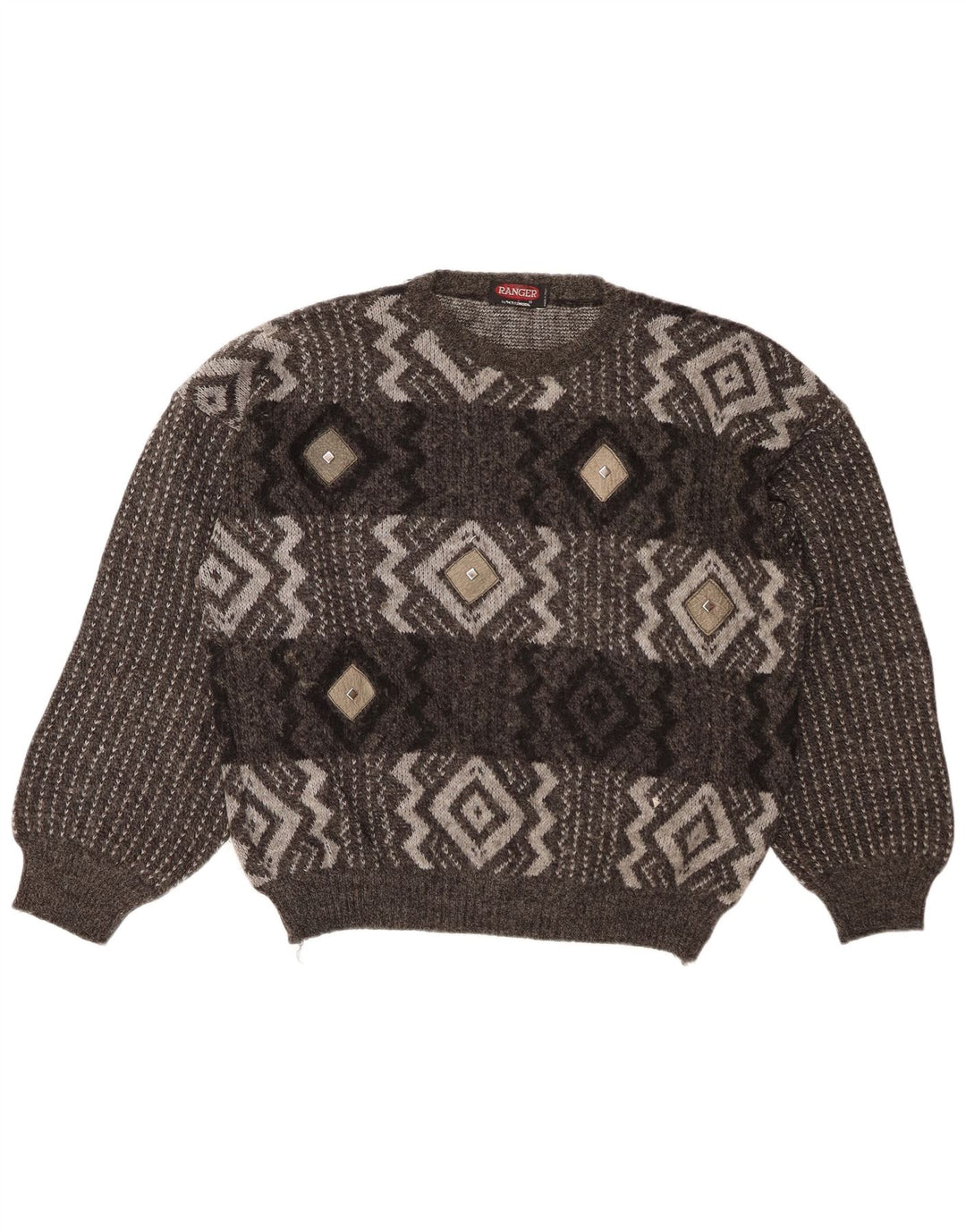 RANGER sweater med rund hals til kvinder IT 52 2XL grå argyle/diamantuld