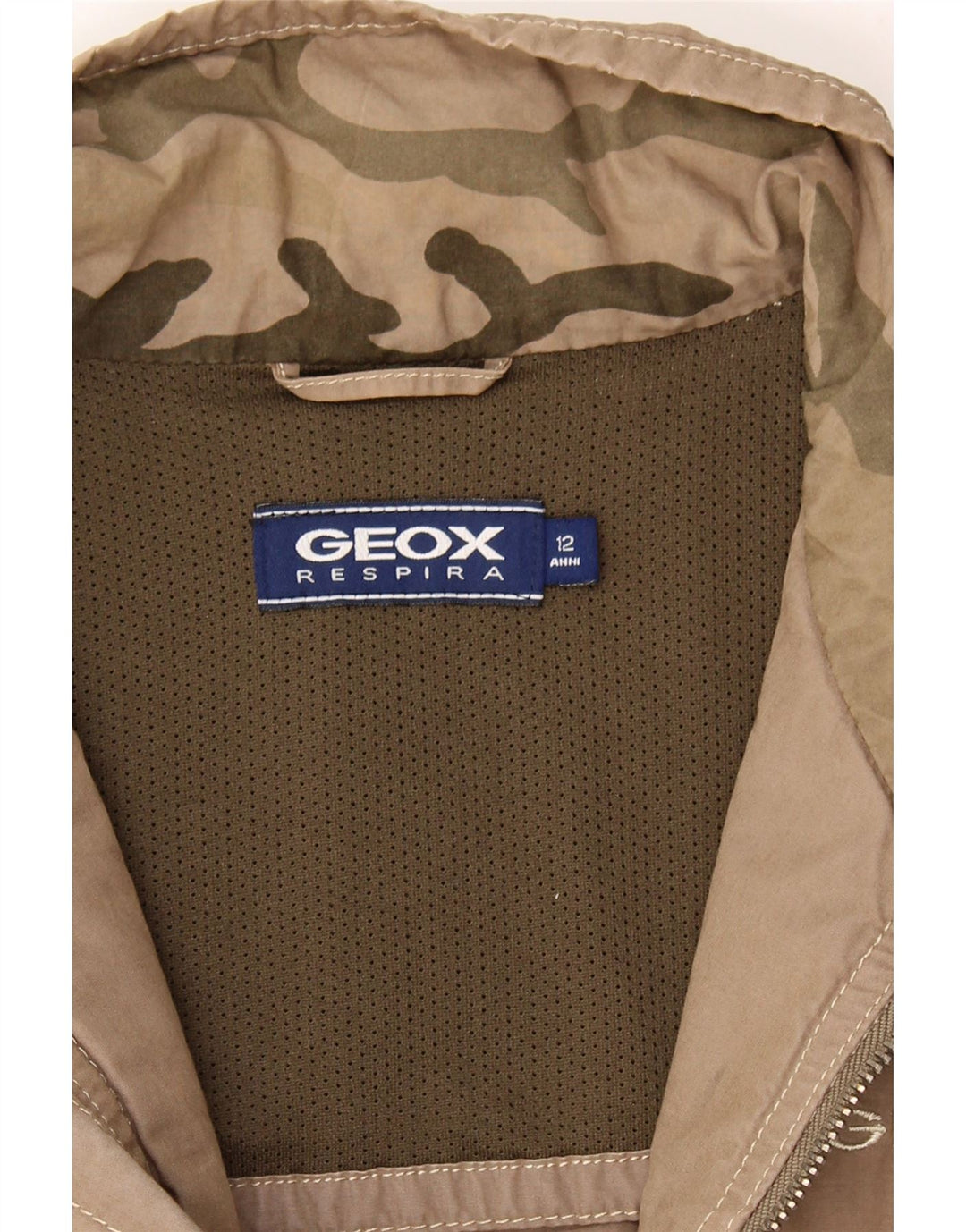 GEOX Boys Graphic Bomber Jacket 11-12 Years Khaki Cotton Vintage Geox and Second-Hand Geox from Messina Hembry 