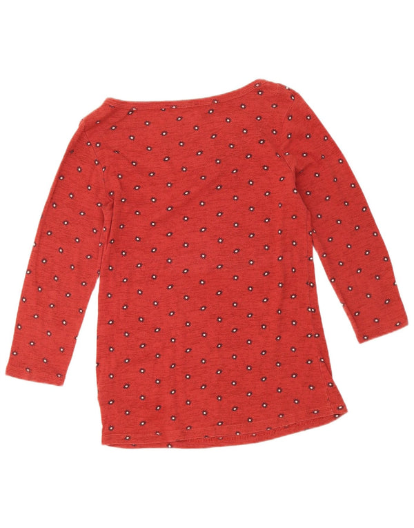 Marks & Spencer Dame Top 3/4 ærmer UK 12 Medium Rød Blomster Bomuld