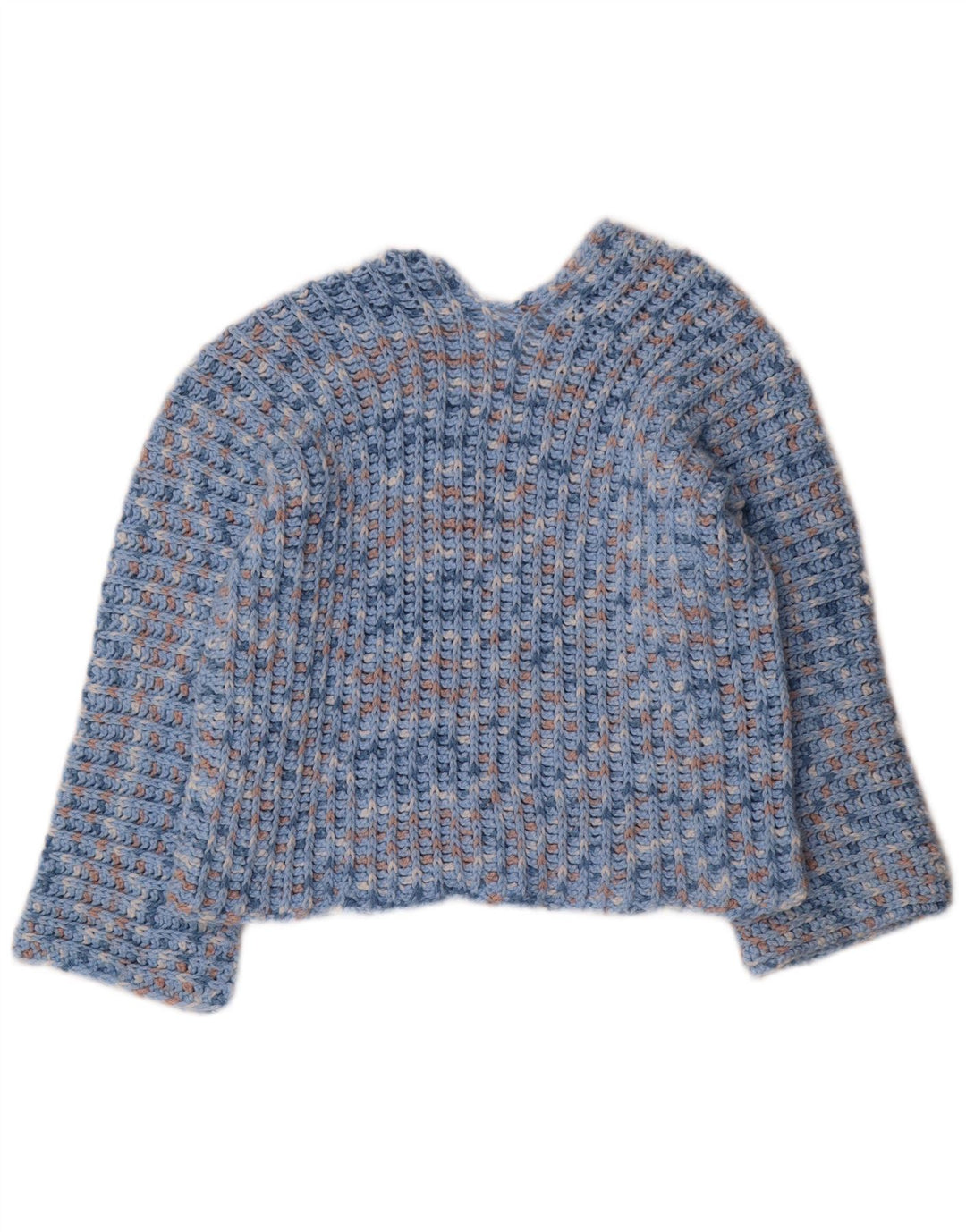 Vintage Dame V-hals sweater UK 12 Medium Blue Flecked