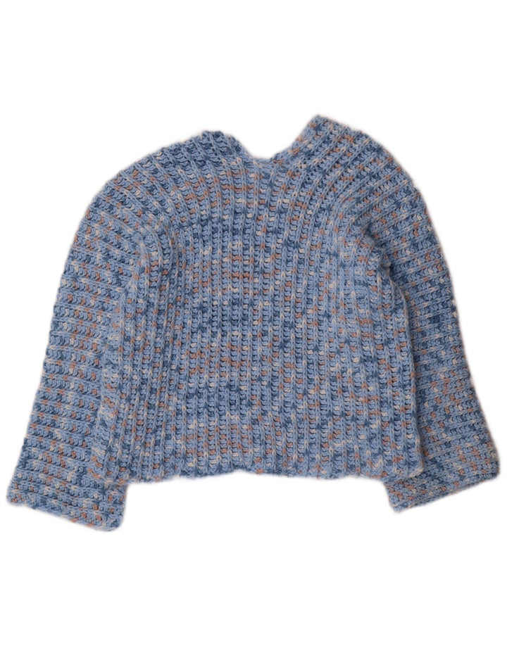 Vintage Dame V-hals sweater UK 12 Medium Blue Flecked