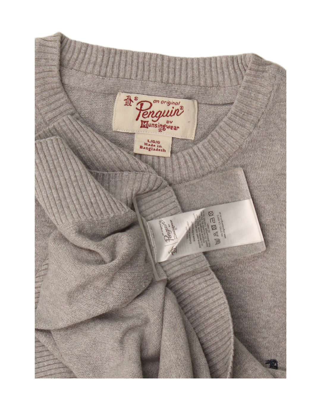 Penguin Herre Crew Neck Jumper Sweater Stor grå Flecked Bomuld