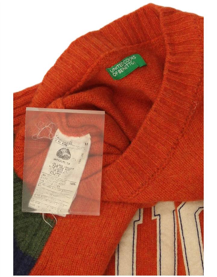 Benetton Dame sweater med rund hals DK 12 Medium Orange Stribet
