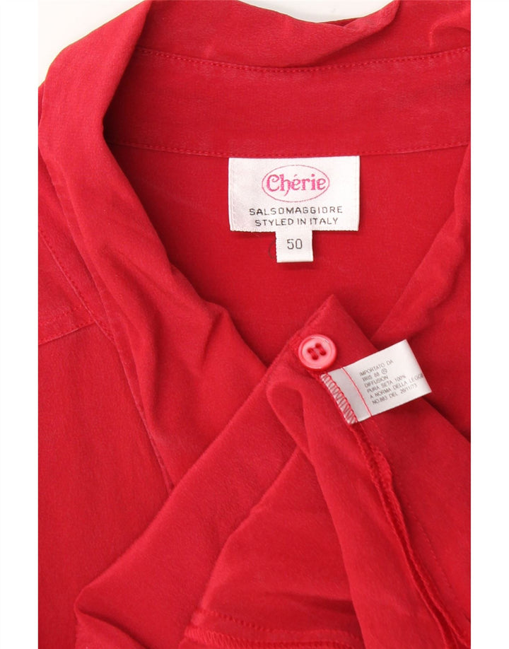 cherie Dame Skjorte Bluse IT 50 XL Rød Silke