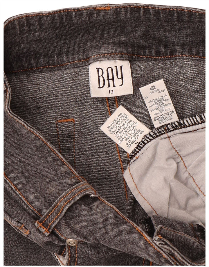 Bay Dame Mini Denim Nederdel UK 10 Small W28 Grå Bomuld