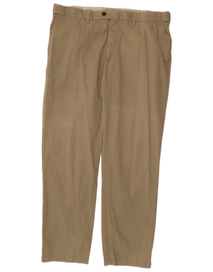 Marks & Spencer Herre Lige Regular Chino Bukser W40 L33 Beige Bomuld