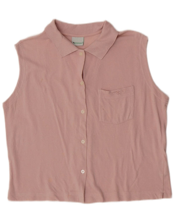 Diadora Womens Crop ærmeløs skjortebluse UK 18 XL Pink Bomuld