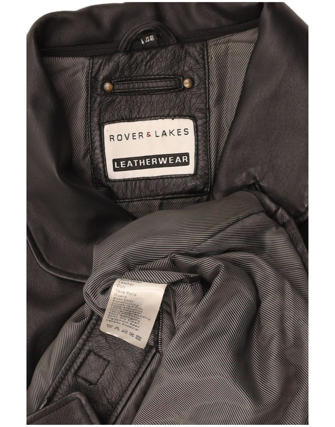 ROVER&LAKES Læderfrakke til mænd IT 48 Mellem sort læder