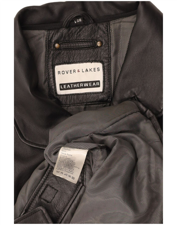 ROVER&LAKES Læderfrakke til mænd IT 48 Mellem sort læder