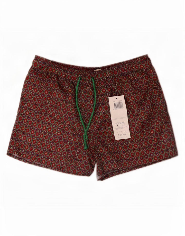 Vintage badeshorts til mænd mellem brun geometrisk polyester