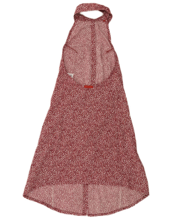 Replay Dame Halter Dress UK 4 XS Burgundy Animal Print Bomuld