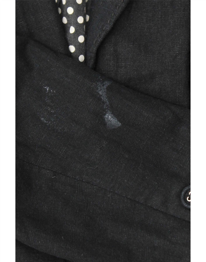 Marks & Spencer Dame 3 Button Blazer Jacket UK 16 Large Grey Linen