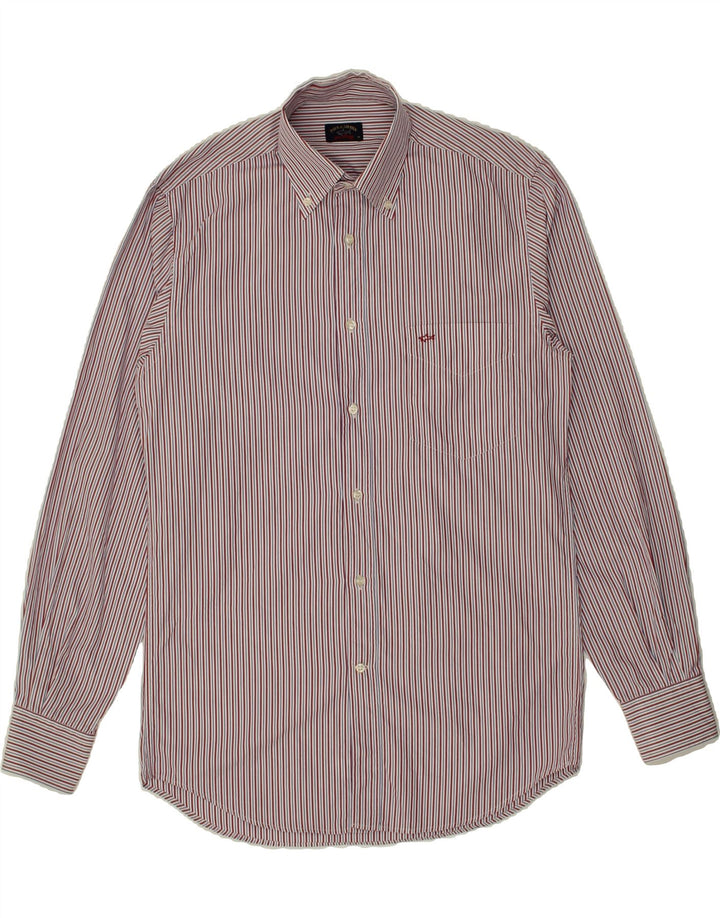 PAUL & SHARK Mens Shirt Size 39 Medium Maroon Striped Cotton Vintage Paul & Shark and Second-Hand Paul & Shark from Messina Hembry 