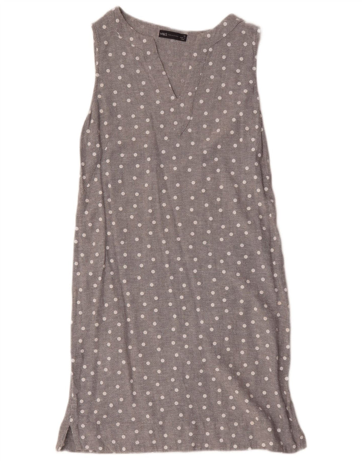 Marks & Spencer Dame Ærmeløs Shift Dress UK 10 Small Grey Spotted