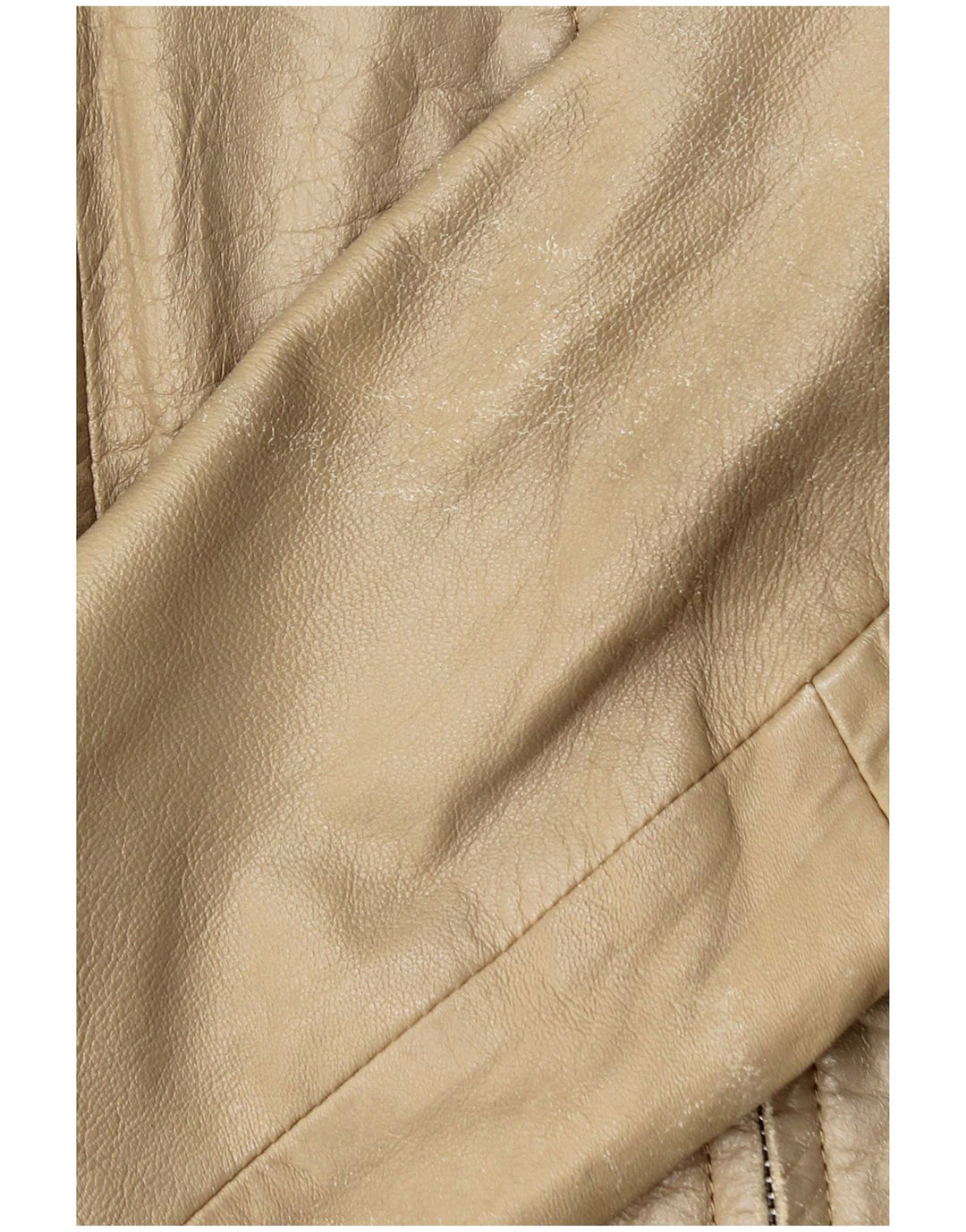 Zara Womens Crop Læderjakke UK 14 Large Beige Læder