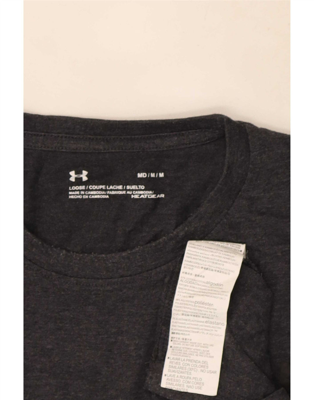 Under Armour Herre Heat Gear T-Shirt Top Medium Grey Bomuld