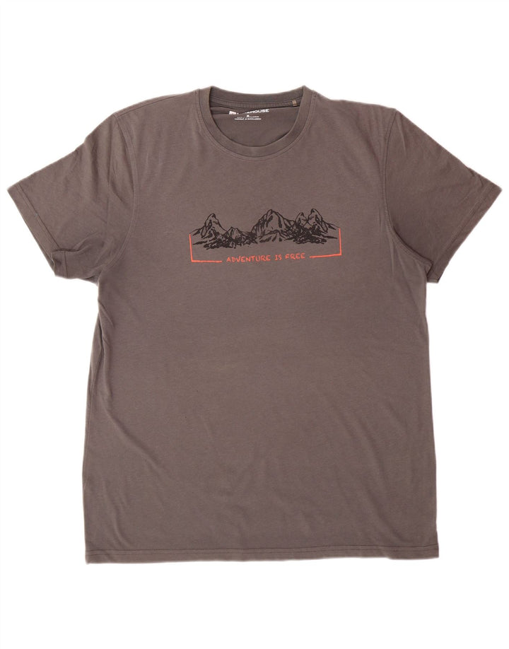 MOUNTAIN WAREHOUSE Herre Grafisk T-Shirt Top Medium Grå