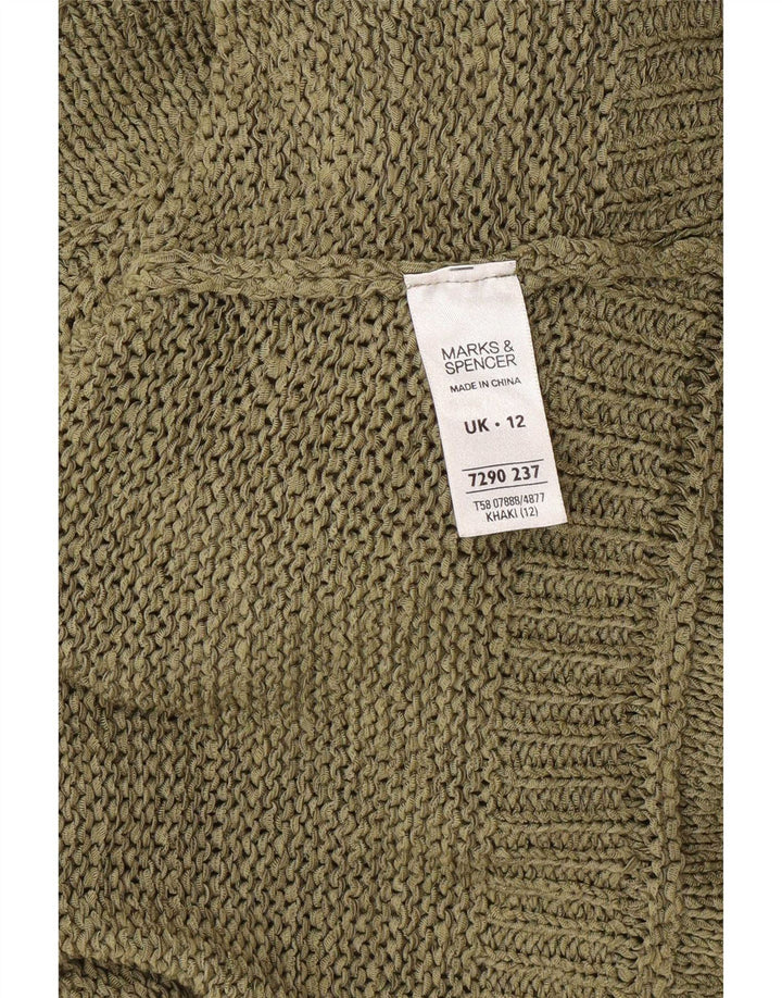 Marks & Spencer dame cardigan sweater med 3/4 ærmer UK 12 Medium Khaki