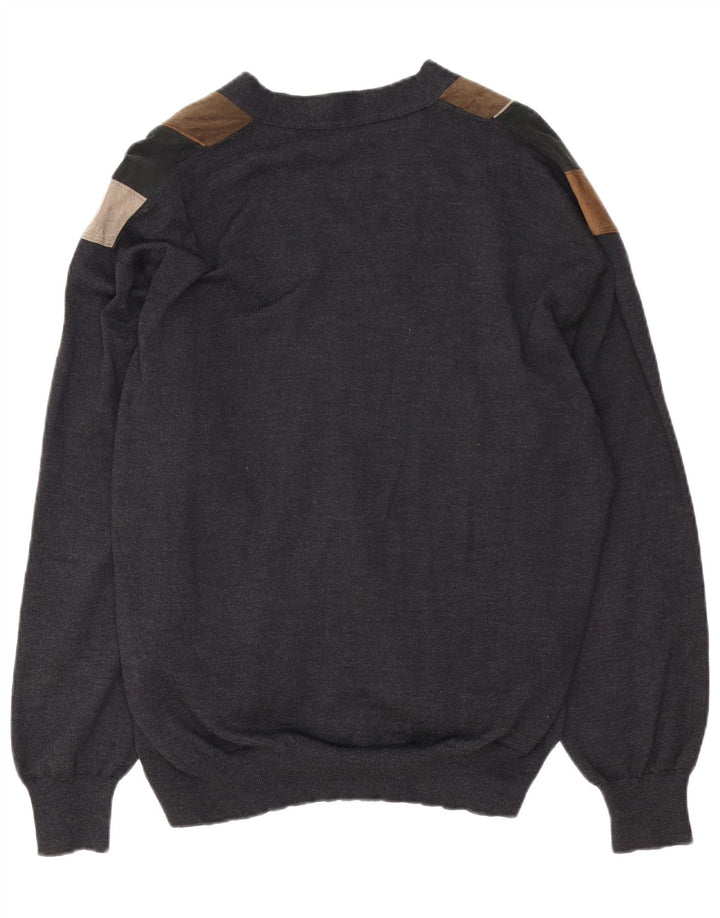 DALMINE Herre Ruskind Cardigan Sweater IT 52 Stor Grå Colourblock