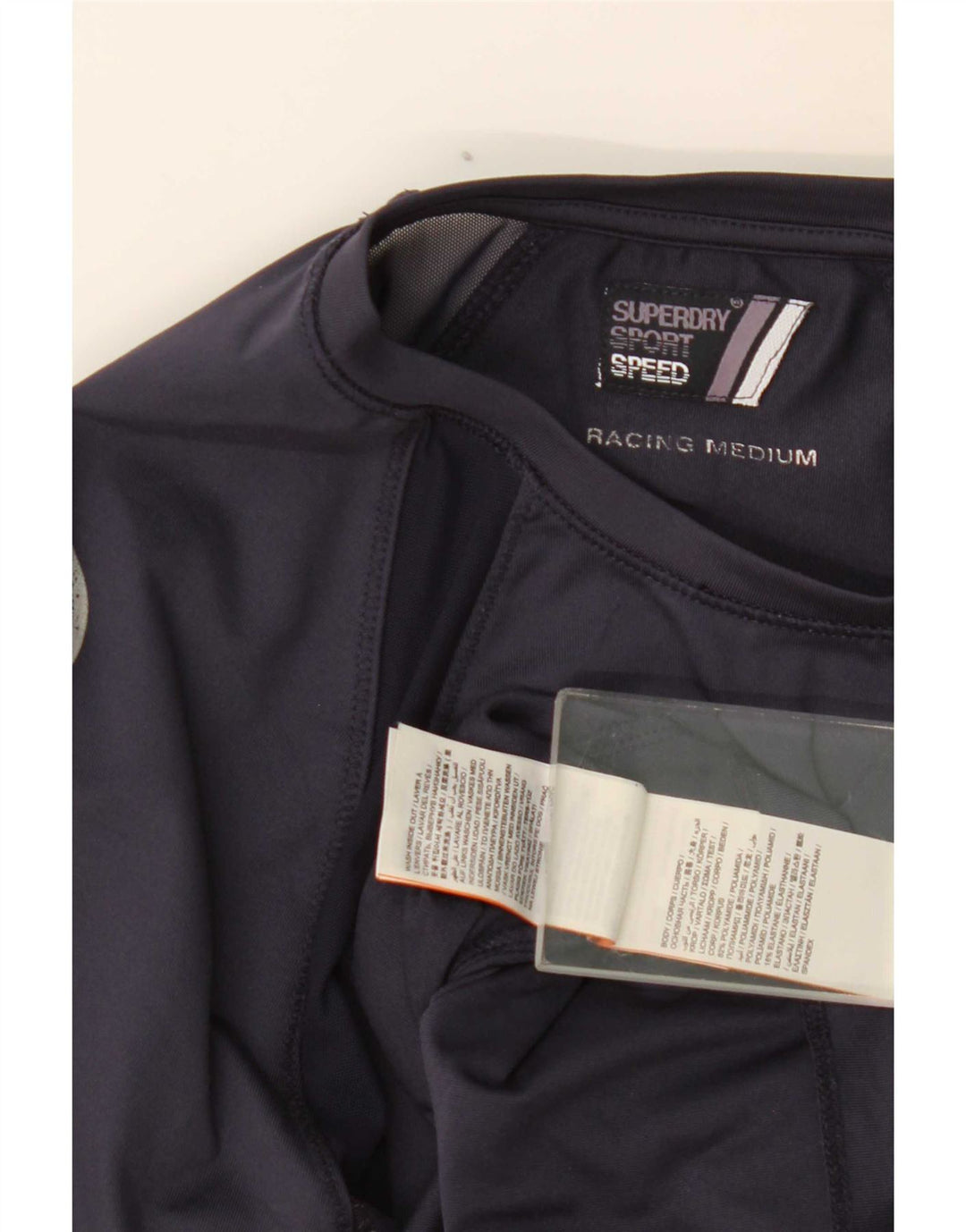 Superdry Grafisk Top Langærmet UK 12 Medium Navy Blue Colourblock