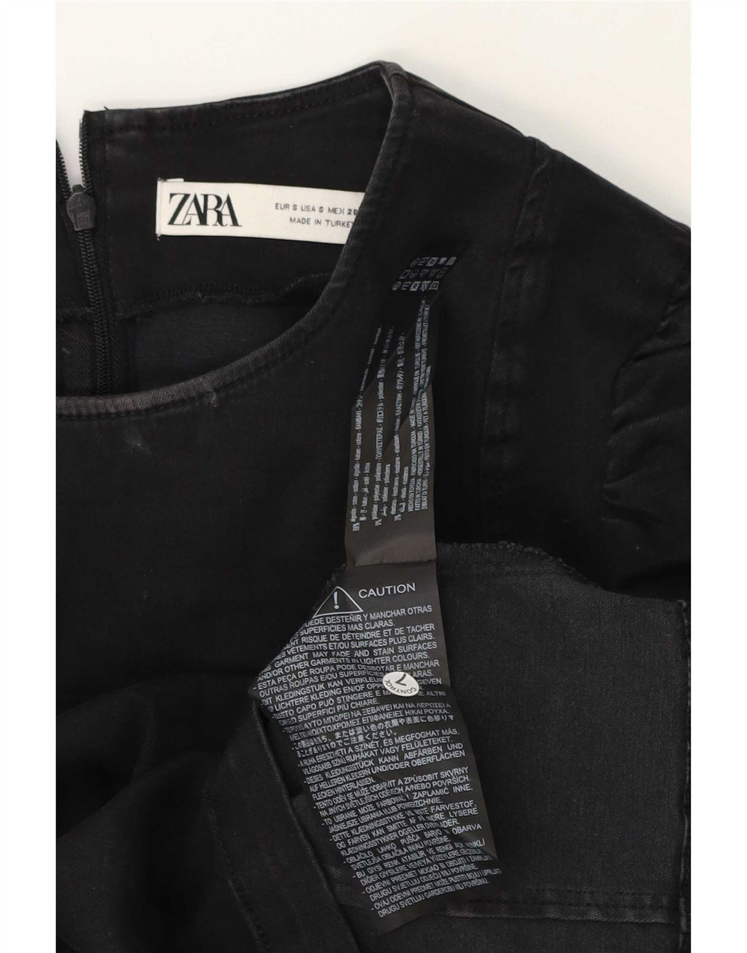 Zara Dame Langærmet Bluse Top UK 10 Small Black Bomuld