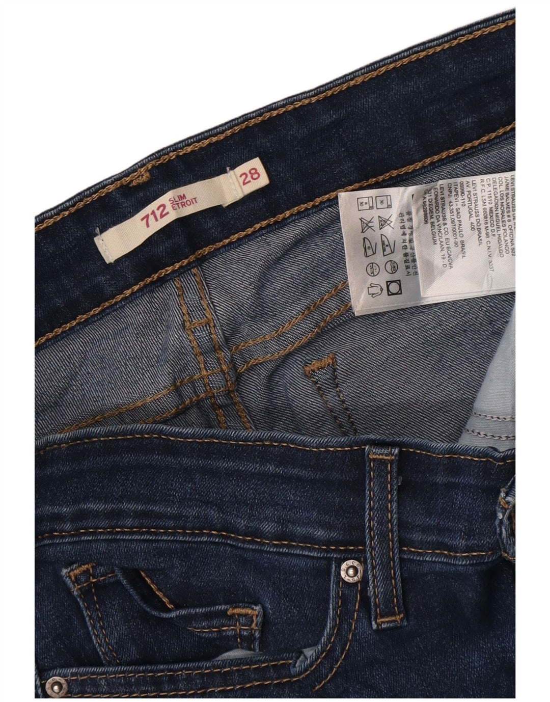 Levi's Dame 712 Slim Jeans W28 L31 Blå Bomuld