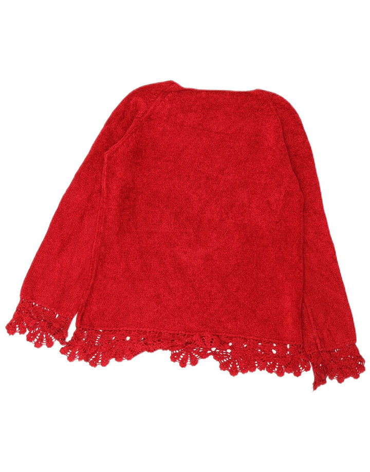 Marks & Spencer Dame sweater med rund hals DK 14 Medium rød viskose