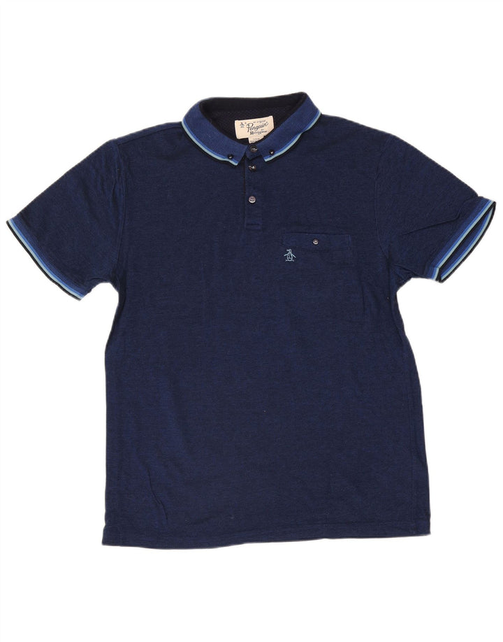 Penguin herre poloshirt Stor marineblå stribet bomuld