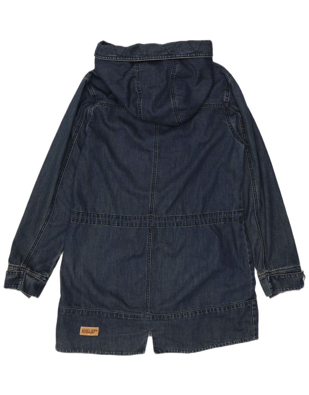 KHUJO Dame Hooded Duffel Coat UK 14 Medium Navy Blue Bomuld