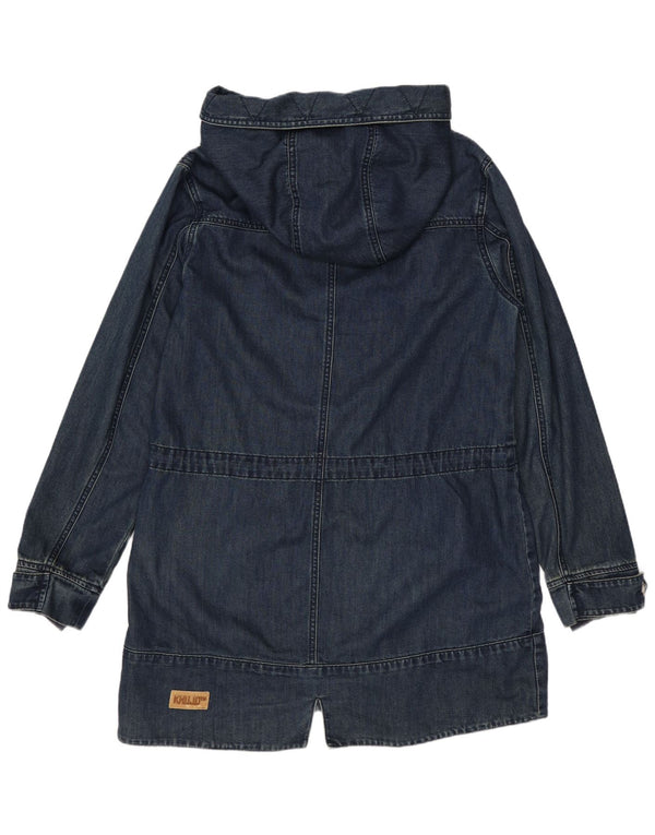 KHUJO Dame Hooded Duffel Coat UK 14 Medium Navy Blue Bomuld