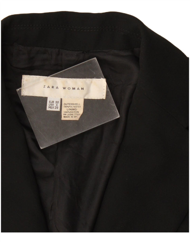 Zara Dame 1-knaps blazerjakke EU 38 Medium Sort Polyester