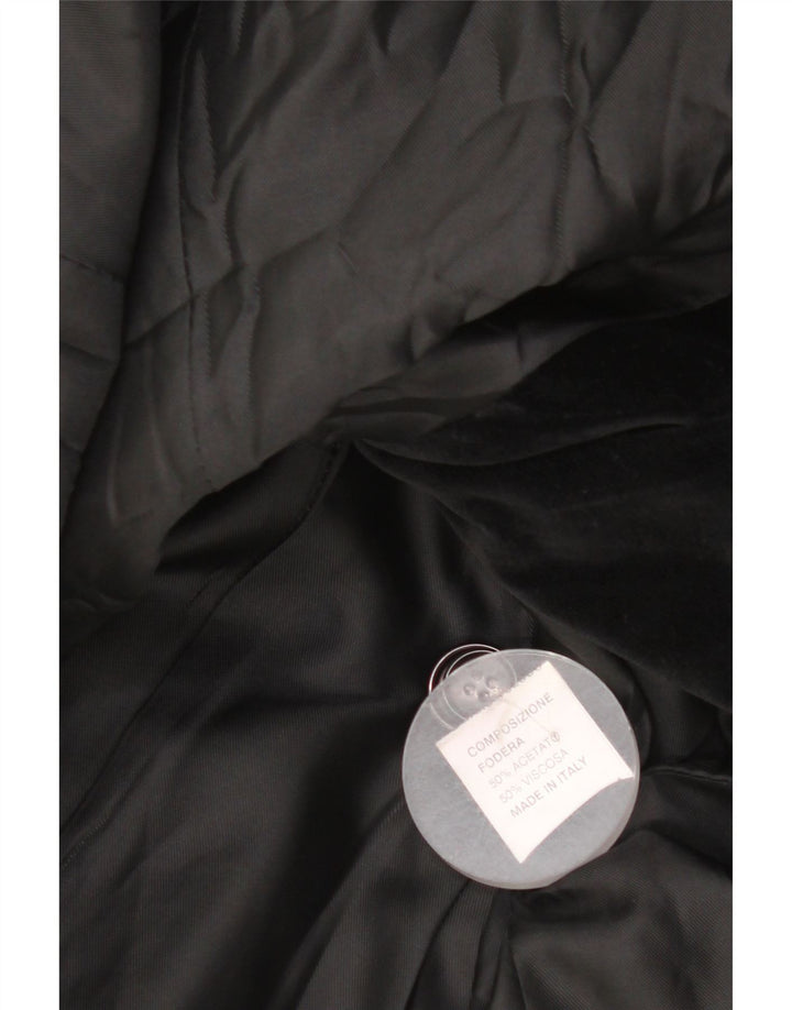 Tris Line Dame 3 Button Velvet Blazer Jacket IT 44 Medium Black Acetate