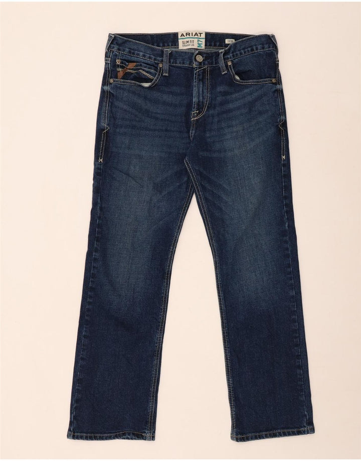 ARIAT Herre Slim Fit Straight Jeans W33 L30 Blå Bomuld