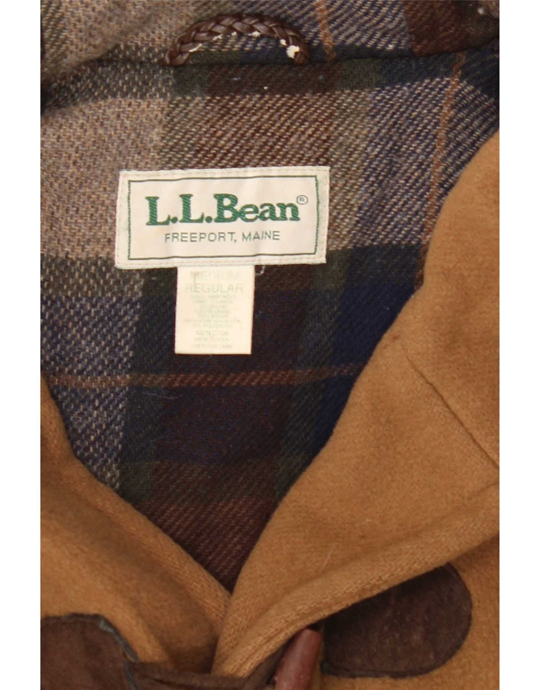 L.L.Bean Herre Hooded Duffel Coat UK 38 Medium Beige Uld