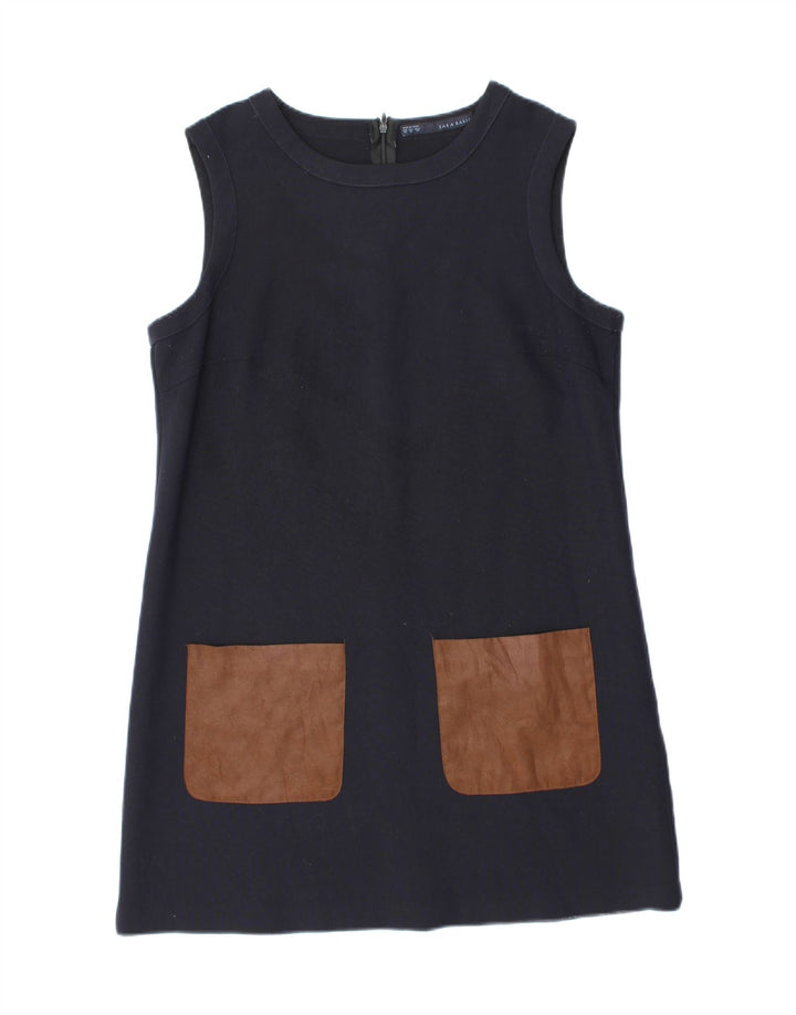 Zara Dame Ærmeløs Shift Dress UK 18 XL Navy Blue Polyester