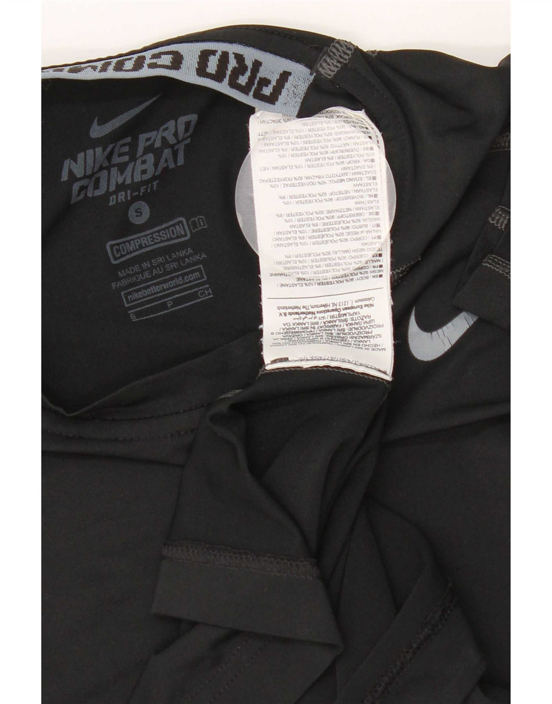 Nike kompression T-shirt top lille sort polyester