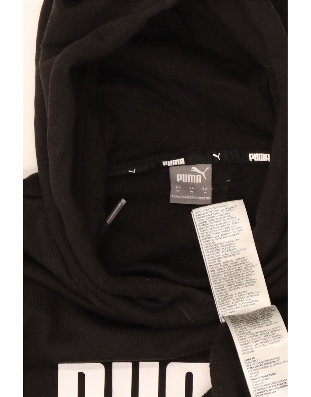 PUMA Grafisk hættetrøje til kvinder UK 14 Medium Sort bomuld