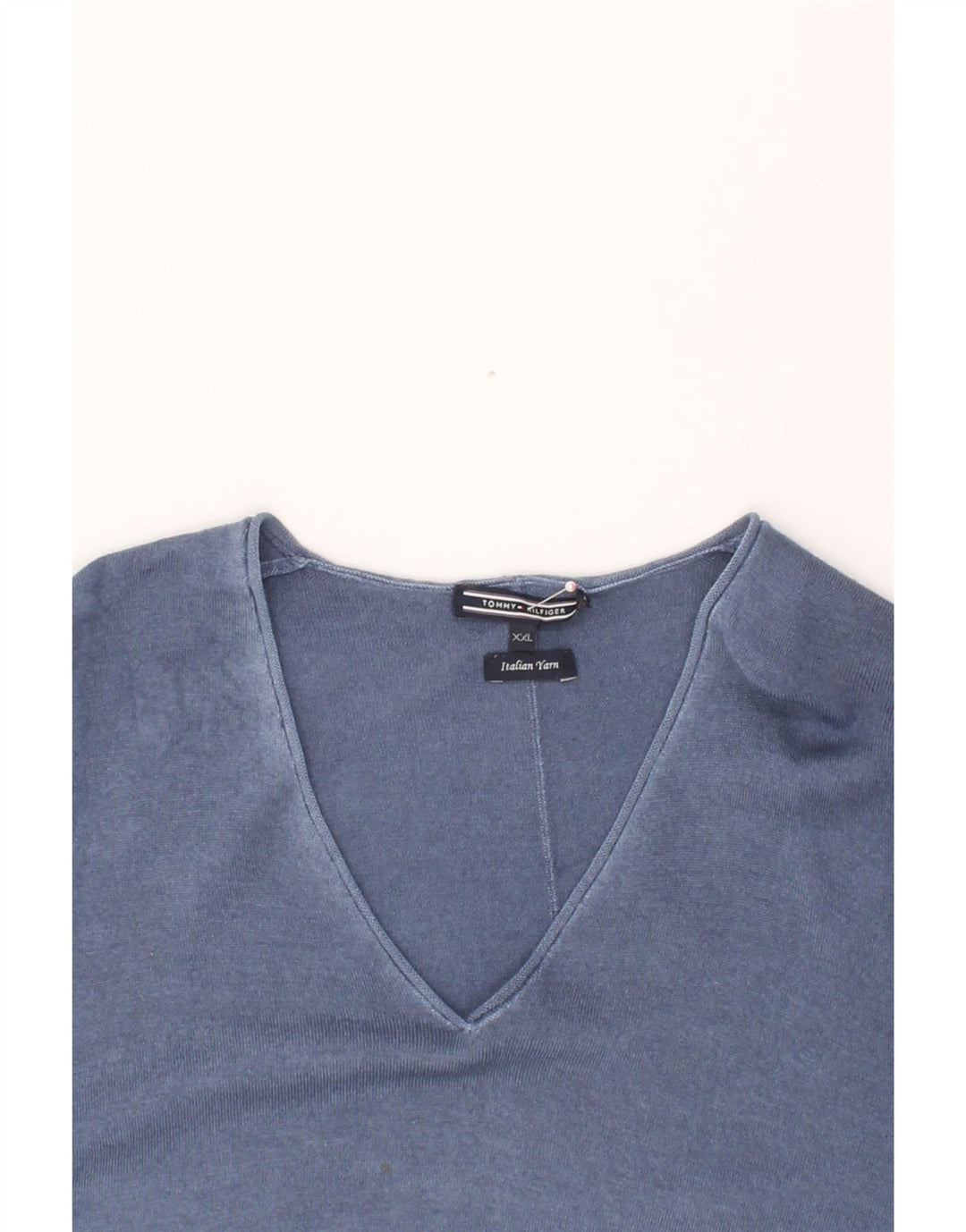 TOMMY HILFIGER Womens V-Neck Jumper Sweater 2XL Blue Wool Vintage Tommy Hilfiger and Second-Hand Tommy Hilfiger from Messina Hembry 