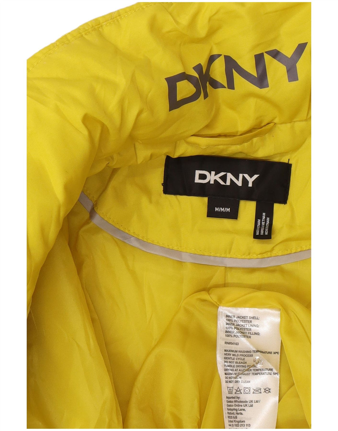 Dkny Dame Polstret Jakke UK 12 Medium Gul Polyester Moderne