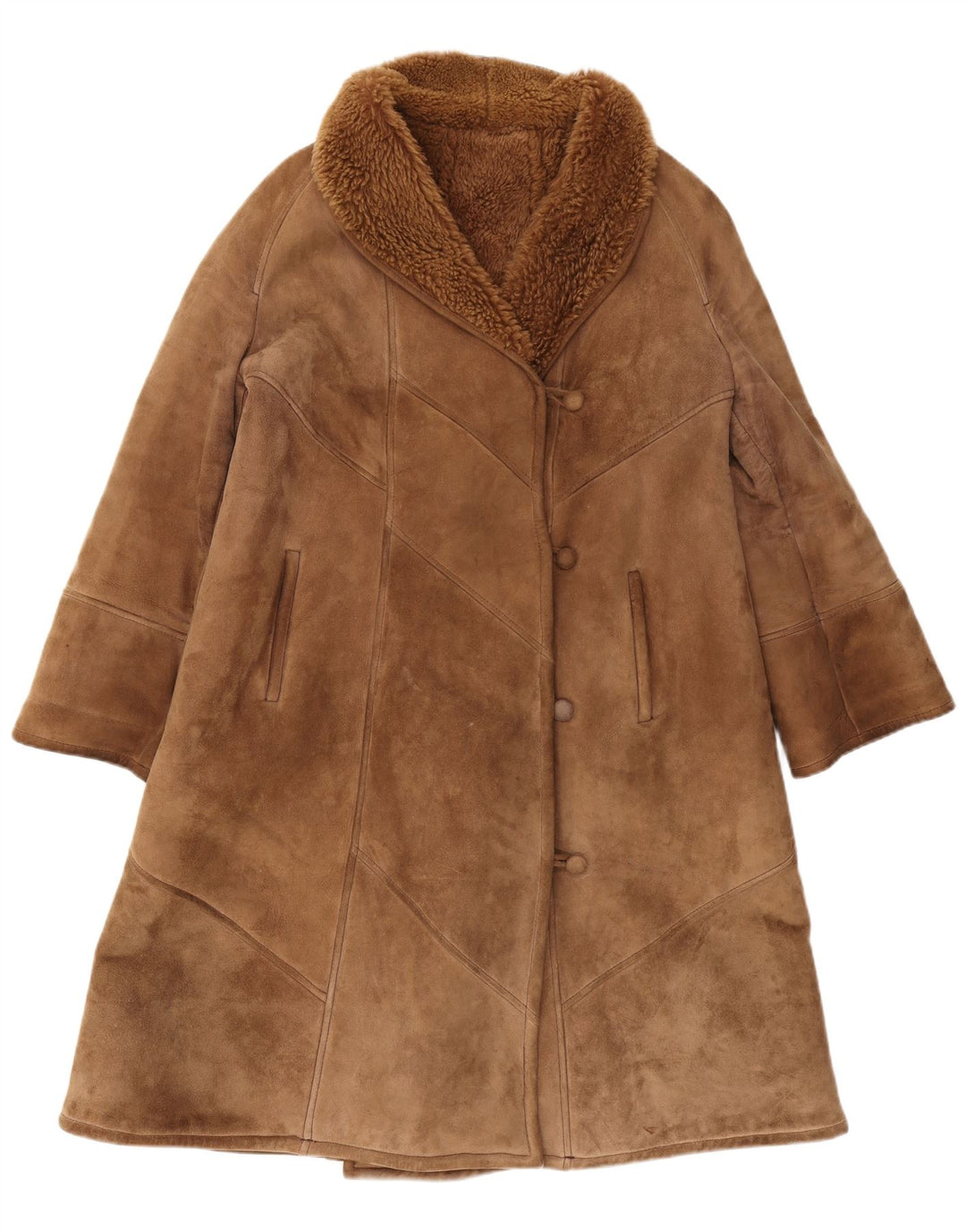 Vintage Dame Shearling Coat IT 44 Medium Brown Shearling Classic