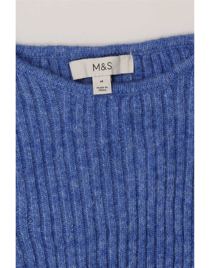 Marks & Spencer Dame Boat Neck Jumper Sweater UK 14 Medium Blue